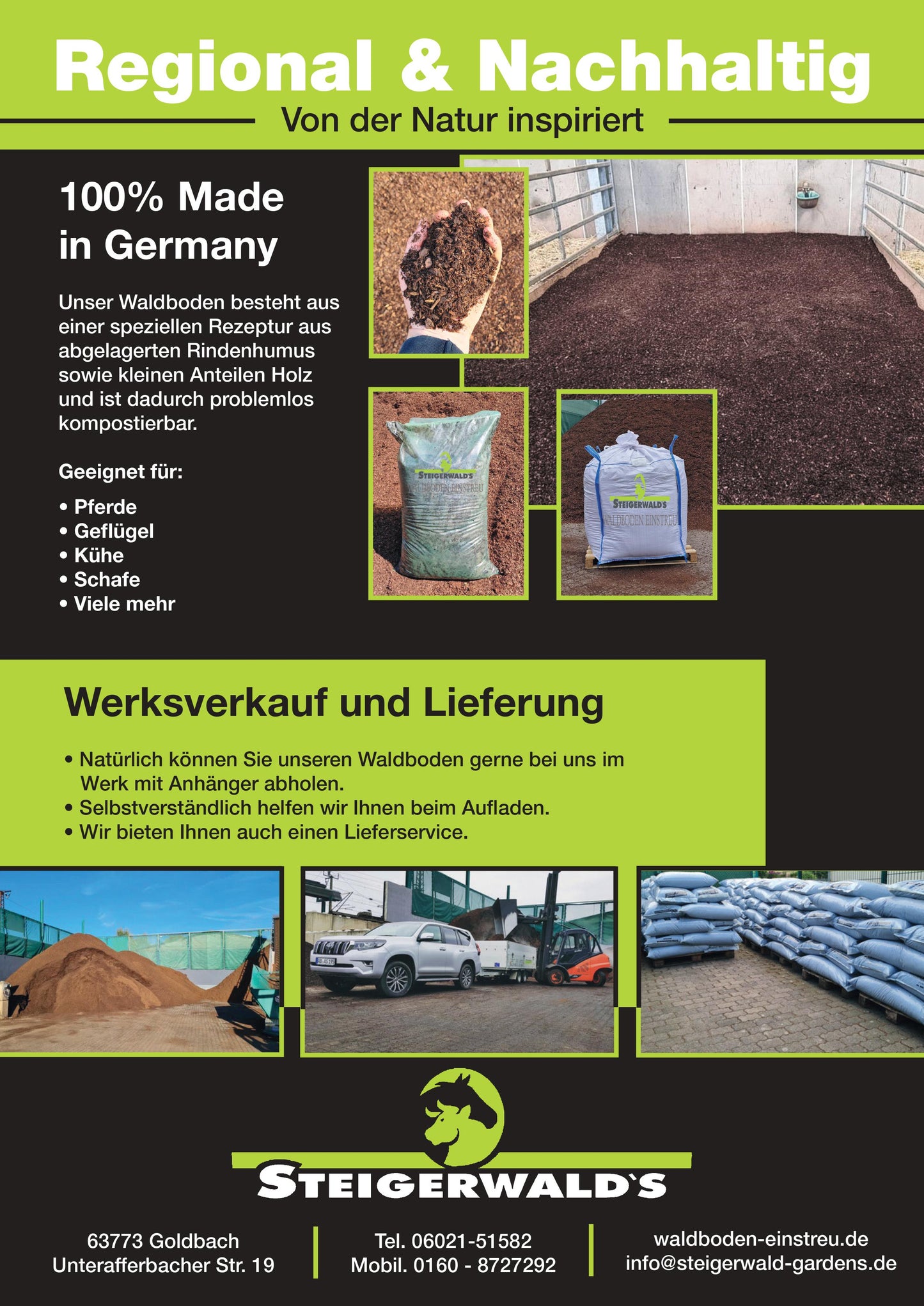 1,5m³ 1500l Waldboden-Einstreu geliefert im Big Bag